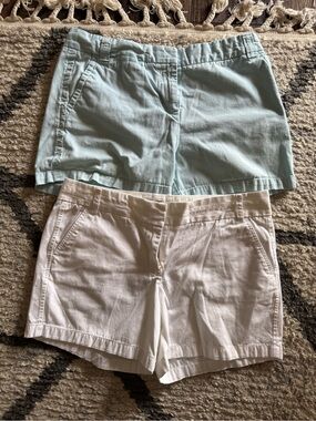 J. Crew Stretch Cotton Shorts - Light Blue & White